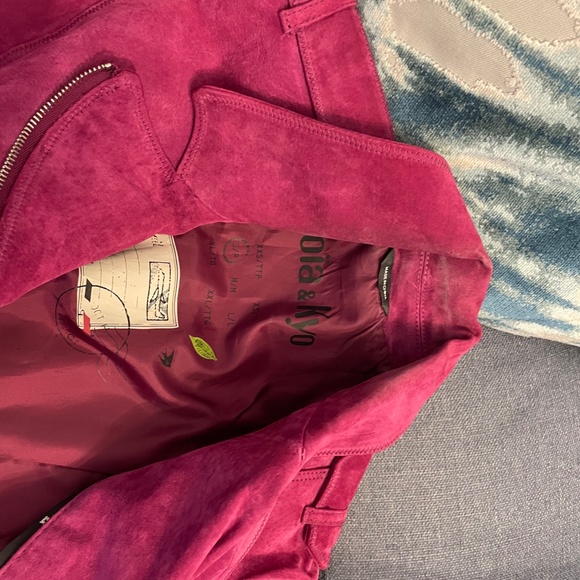 Soia & Kyo Size Small Magenta Suede Moto Jacket - Picture 6 of 8